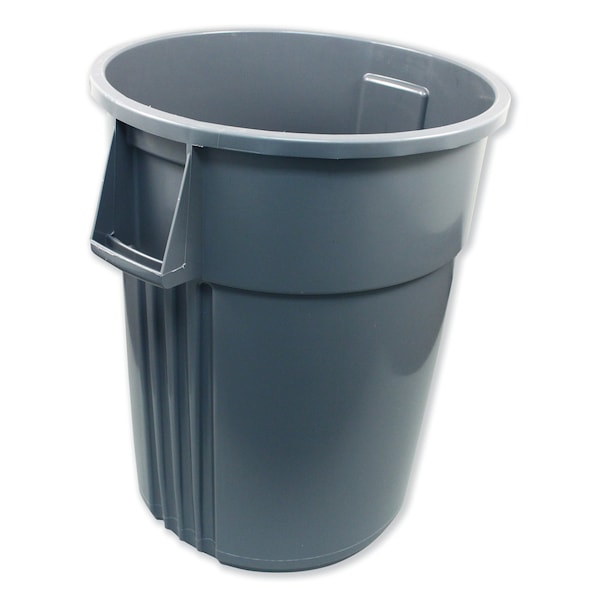 55 gal Round Heavy Duty Plastic Can, Gray, Open Top, Plastic